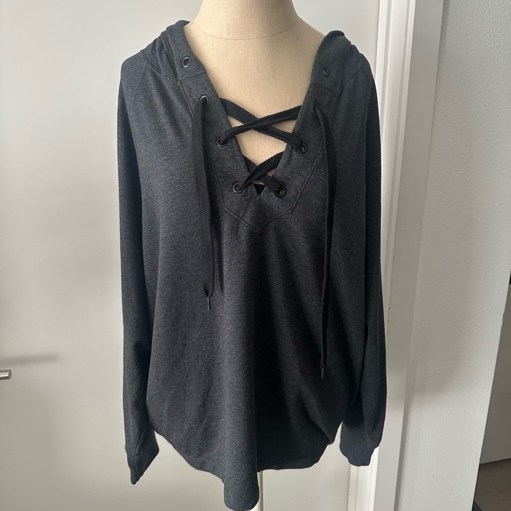 Joylab Grey Lace-up Hoodie